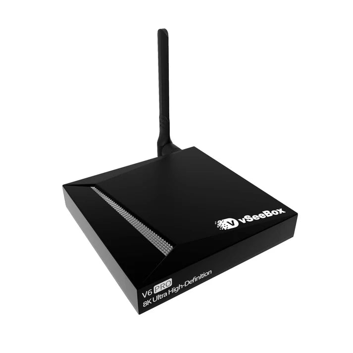 vSeeBox V6 Pro (2026) Android TV box with WiFi antenna